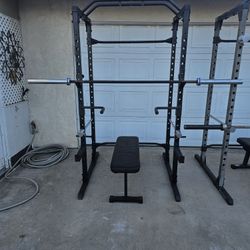 Weights, Squat Rack And Bench