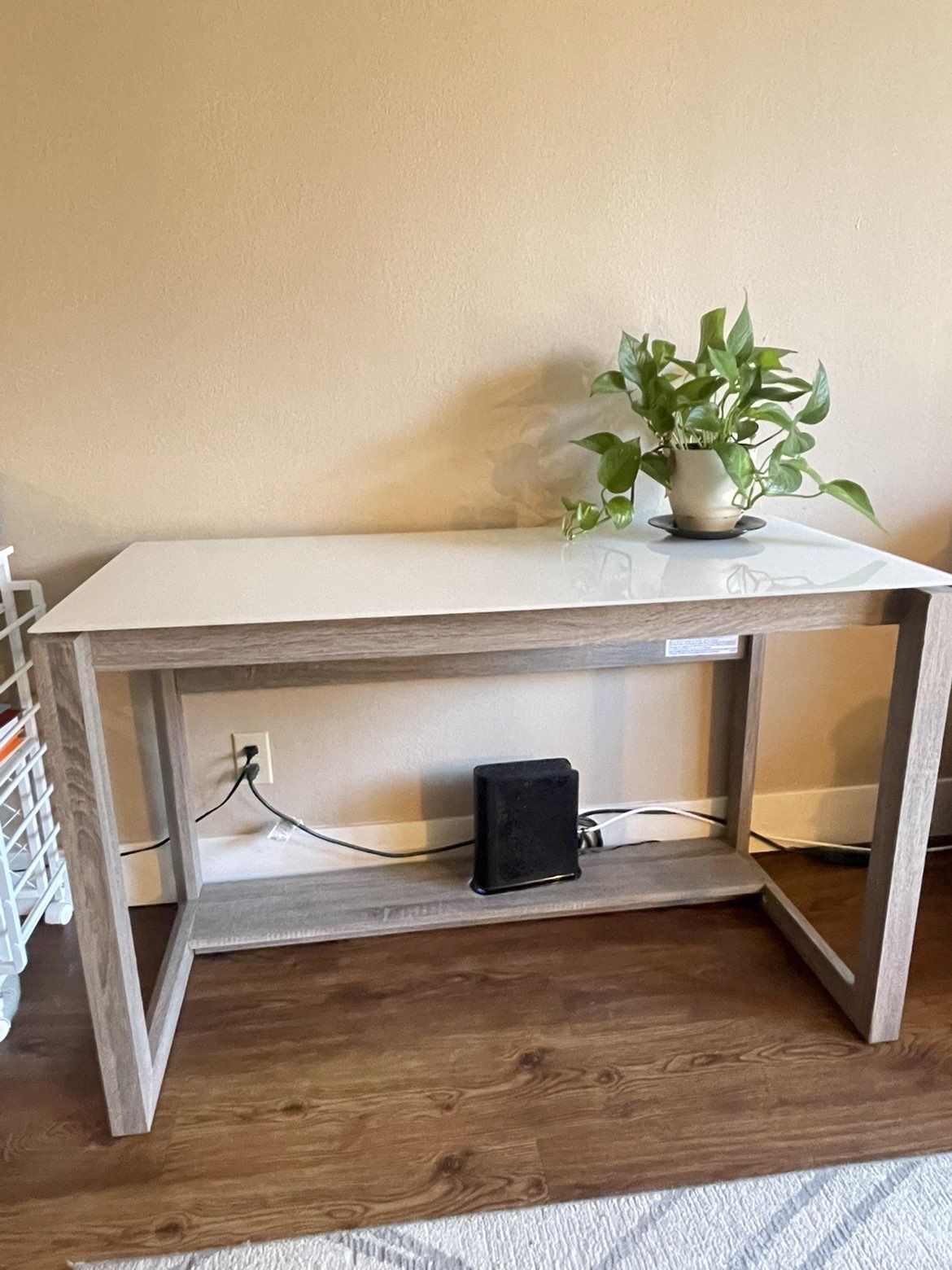 Glass top desk with chair