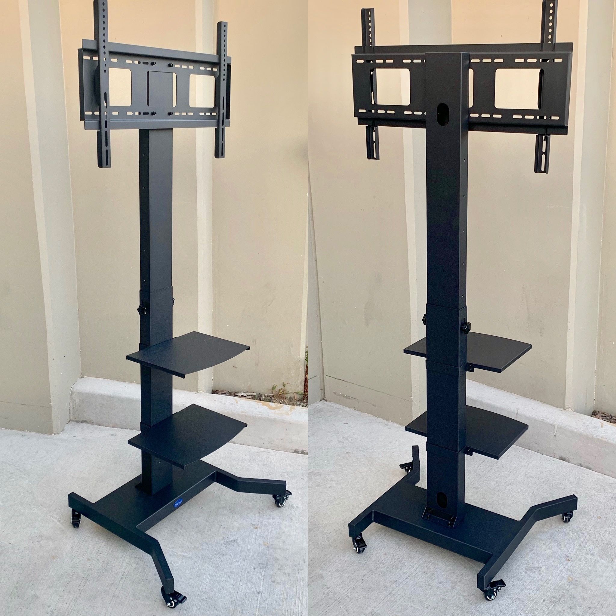 New In Box 32 To 55 Inch 110lbs Capacity Heavy Duty Tv Televison Stand With Floating Shelf And Locking Wheels