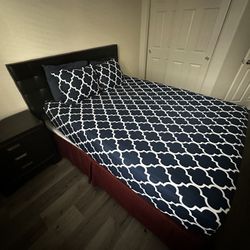 Queen Size bed With Mattress and Box Spring