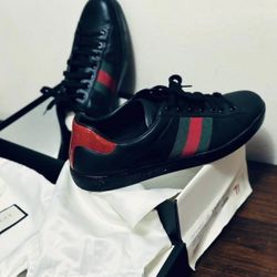 Gucci Black Leather Sneakers with Box