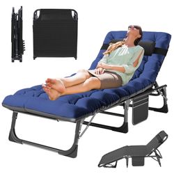 Oversize 5-Position Folding Cot, Portable Outdoor Folding Chaise Lounge Chair ，folding Bed, Folding Chair 