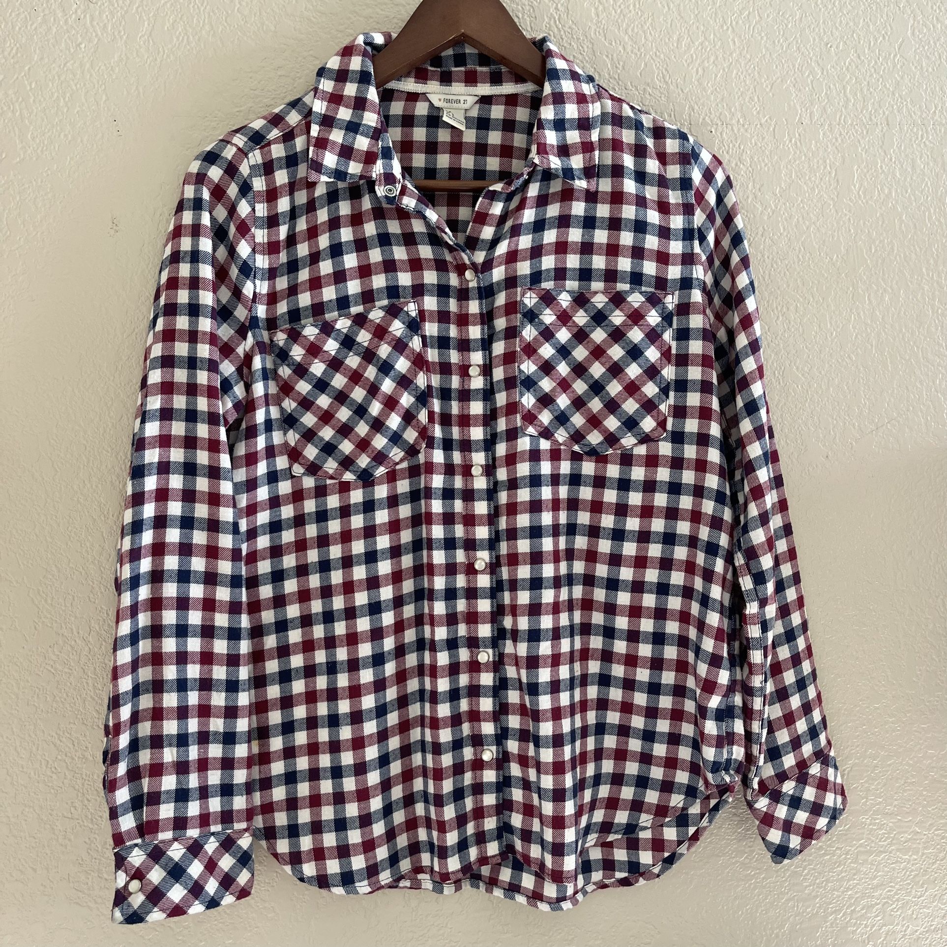 Plaid Checkered Flannel Button Front Shirt