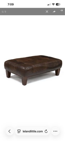 Large Brown Leather Tufted Ottoman
