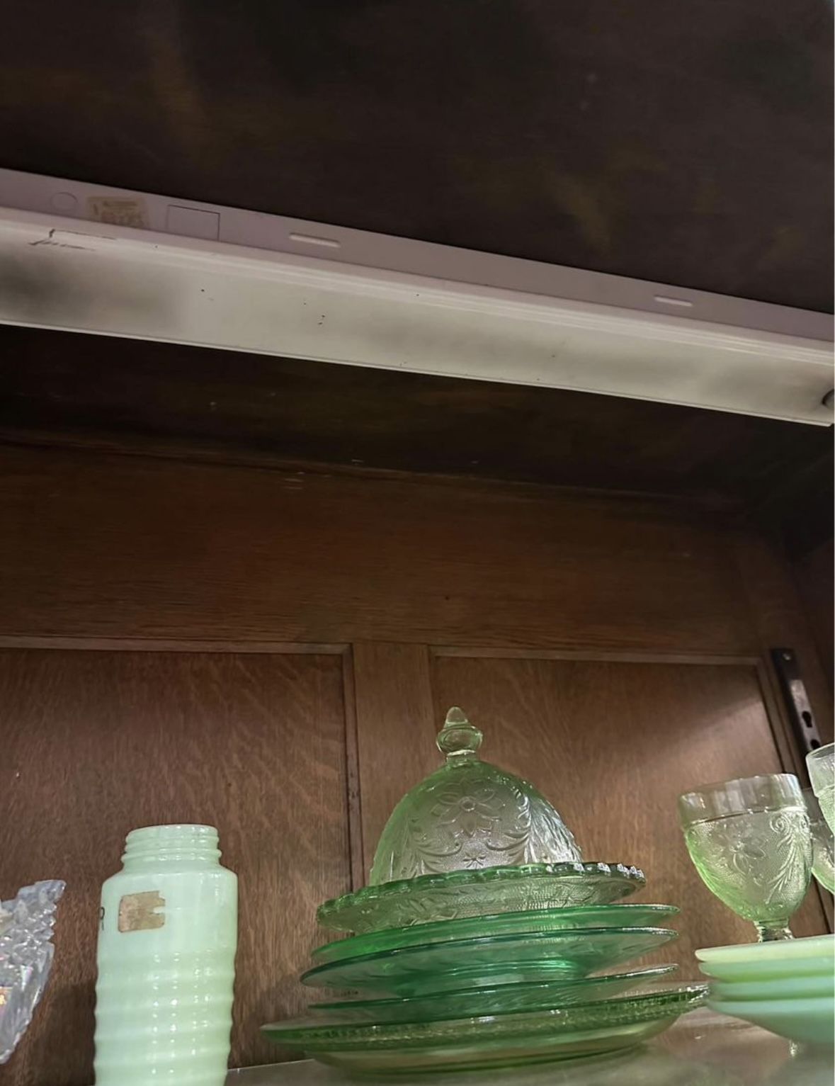 Antique Tiger Oak Lighted Display Cabinet