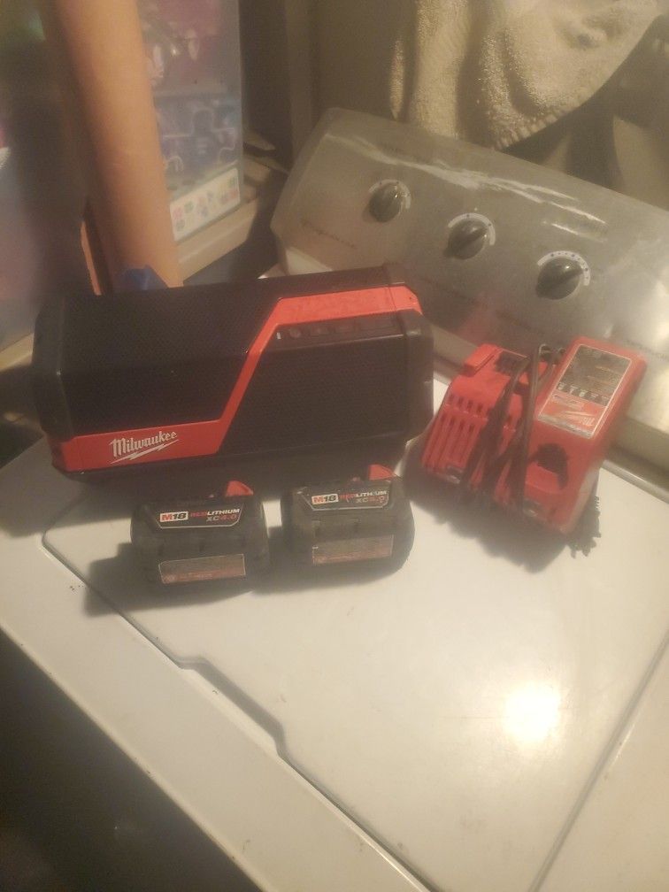 Milwaukee Speaker 2 batteries and charger