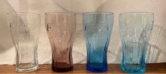 Coca-Cola Embossed Glass Cups Set of 4