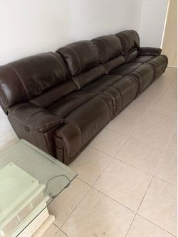Leather couch, light new electric recliners