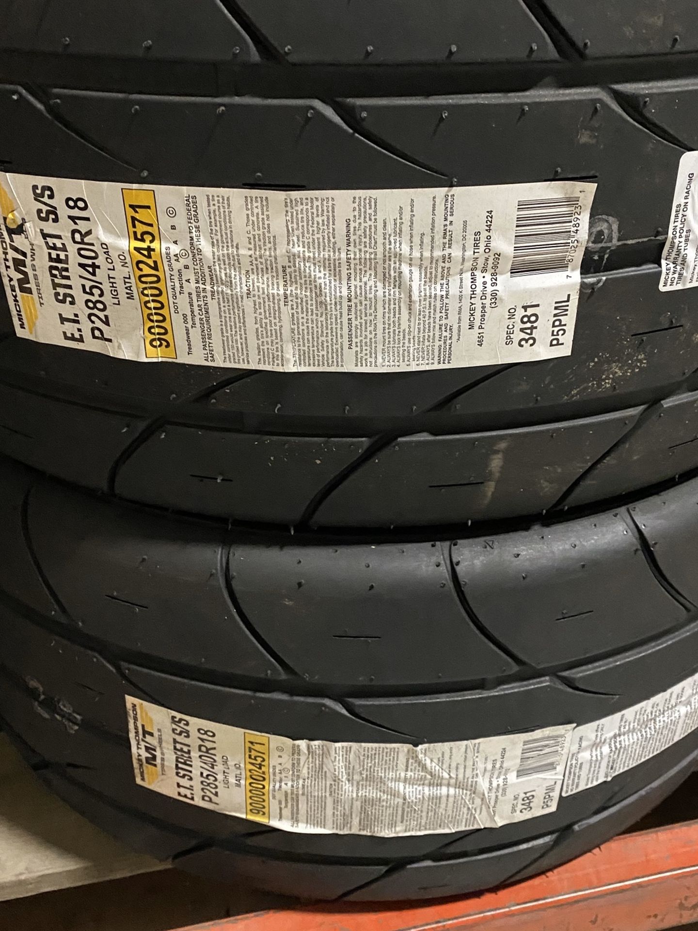 MICKEY THOMPSON P285/40R18 $341 NEW STREET S/S 285/40/18 SLICKS 285/40R/18 DRAG RADIALS 285/40ZR/18 STREET RADIALS 285/40R18