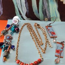 #1851, GYPSY LOT VTG, NECKLACE & EARRINGS
