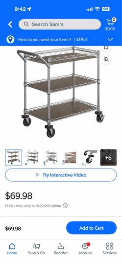 New in box 3-Tier Heavy-Duty Commercial Utility Cart, 34” L x 18” W x 34.5” H