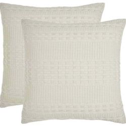 24”x22” VHC Brands Cream Textured Pillow Cover