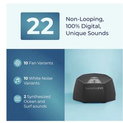 Adaptive Sound Technologies LectroFan EVO White Noise Machine - Compact Sleep Sound Machine for Bedroom, Travel, Study & More - 22 Non-Looping Fan, Wh
