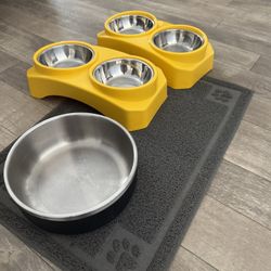 Pet Bowls And Mat $20 