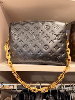Louis Vuitton Black Monogram Embossed Bag with Gold Chain