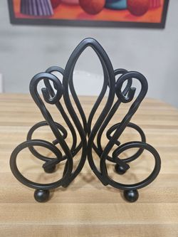 Vintage Black Ornate Wrought Iron Napkin/Mail Holder