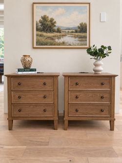 2 nightstand set solid wood & USB