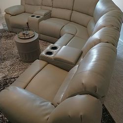 Sectional Leather Sofa With Recliner On Each End