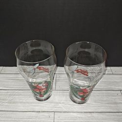 Vintage 1996 Coca Cola Santa Holiday Christmas Drinking Glass Locomotive Train