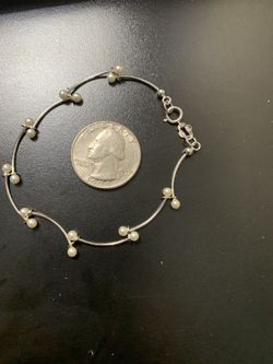 Silvertone & Faux Pearl Bracelet