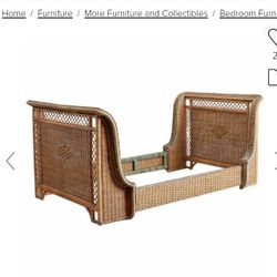 Vintage Wicker Sleigh Bed