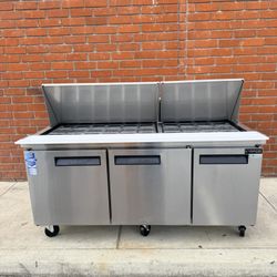 Dukers DSP72-30M-S3 72 1/2" Sandwich/Salad Prep Table w/ Refrigerated Base, 115v