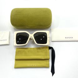 Gucci Leaf Motif Sunglasses GG0535S 001 Black/Gold 56mm 535