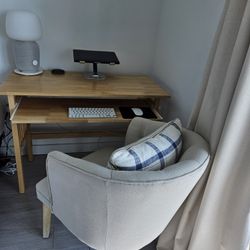 Folding Bamboo Desk With Sliding Drawer And Chair