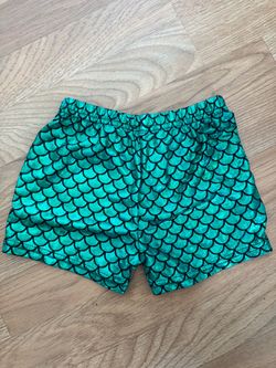 Green Metallic Mermaid Scale Shorts