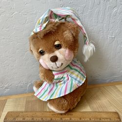 1985 Fisher Price Toys Children’s Teddy Bear In Striped Pajamas #1401