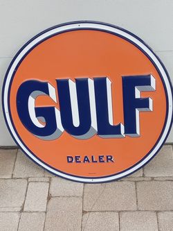 Gulf Gas & Oil Round Sign