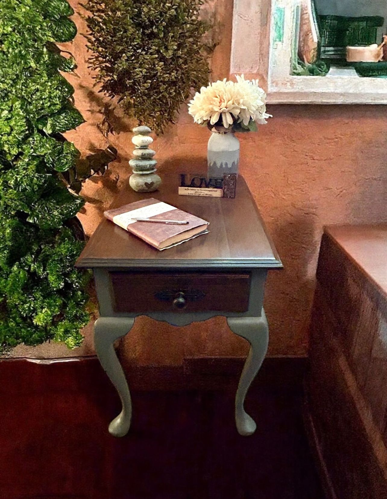 Refinished Vintage Queen Anne Side Table