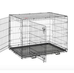Large Black Wire Dog Crate with plastic tray 28 x 42 x 30