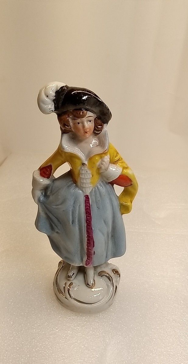 VTG Goldcastle Fancy Victorian Lady W/Feather Plume In Hat #C206 CHIKUSA Japan