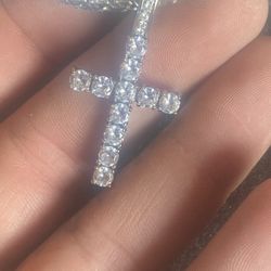 Tennis Chain With Cross Pendant