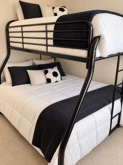 Twin Over Full Metal Bunk Bed + Mattresses Included!