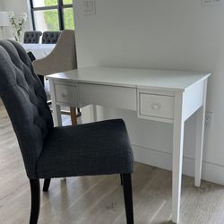 White Desk/ Writing Table/ Vanity with Mirror