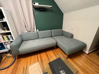 Blue Green Sectional Sofa with Chaise