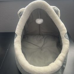 Gray cat ear bed with ball toy 