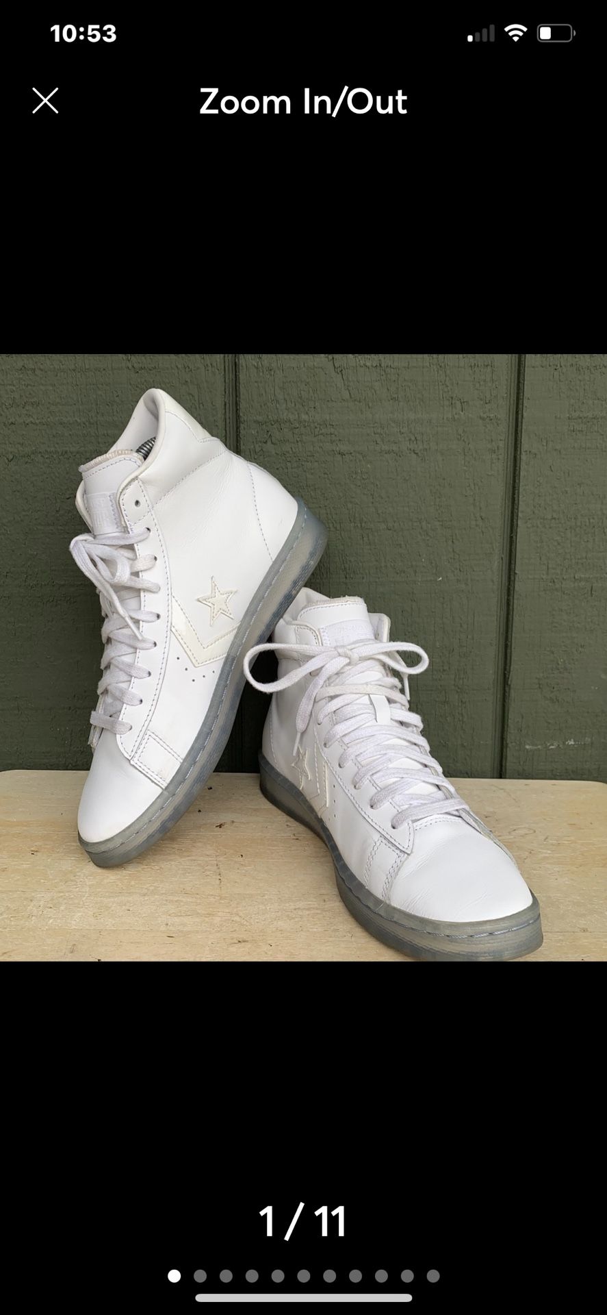 Converse Pro Leather High Black Ice White Clear 169502C Women’s Size 7.5