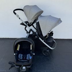 GRACO READY2GROW DOUBLE STROLLER AND CAR SEAT!!