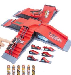 Gr8ware Skateboard Ramp 6-in-1, Fingerboard Half Pipe Ramp, Mini Skateboards for Fingers, Finger Skateboards Kit for Fingerboards Training Props Inter