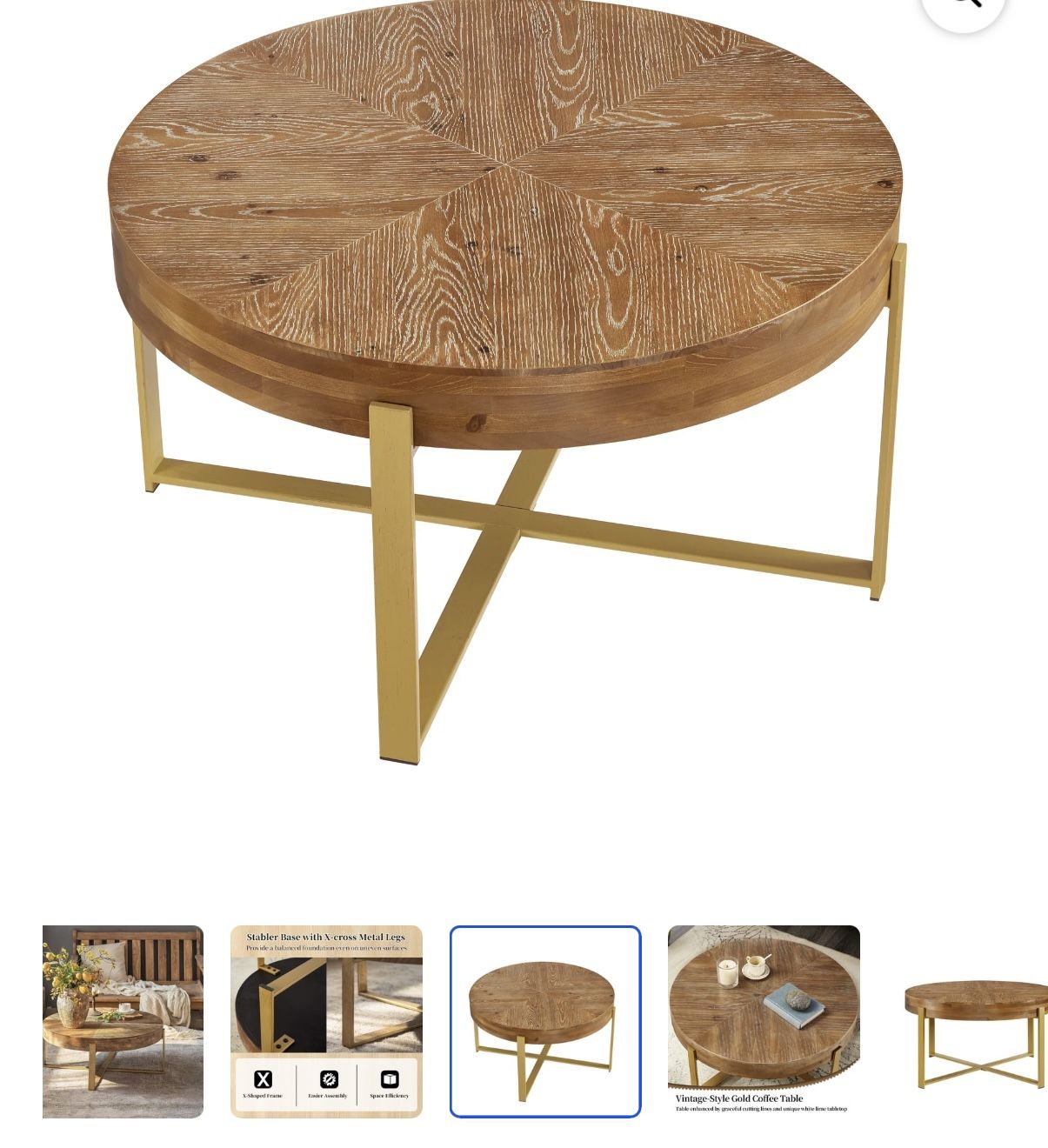 Coffee Table,Gexpusm 32" Round Wood Center Table for Living Room, Mid Century