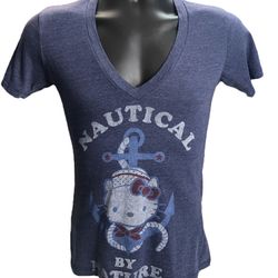 Hello Kitty Nautical by Nature V-Neck T-Shirt – Size Small Woman’s Sanrio Tee