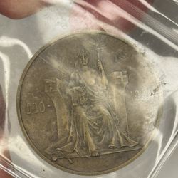 1930 Iceland Bronze Medal 2 Kronur (1000 Years of Althing) Rare Coin