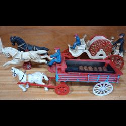 Cast Iron Fire Truck And Beer Wagon