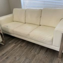 White Sofa Leather Sofa ! Top Grain Leather Couch ! White Leather Couch ! Leather Sofa ! Free Delivery