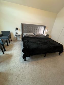 Whole King bed set with mattress lamps and nightstand- Urgent Moving Sale