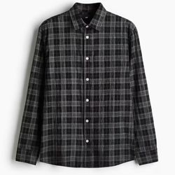 H&M Black and Gray Plaid Casual Shirt