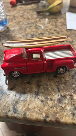 1955 Chevy 3100 Stepside Pickup Truck with Surfboard 1/32 Diecast Model Red⁠